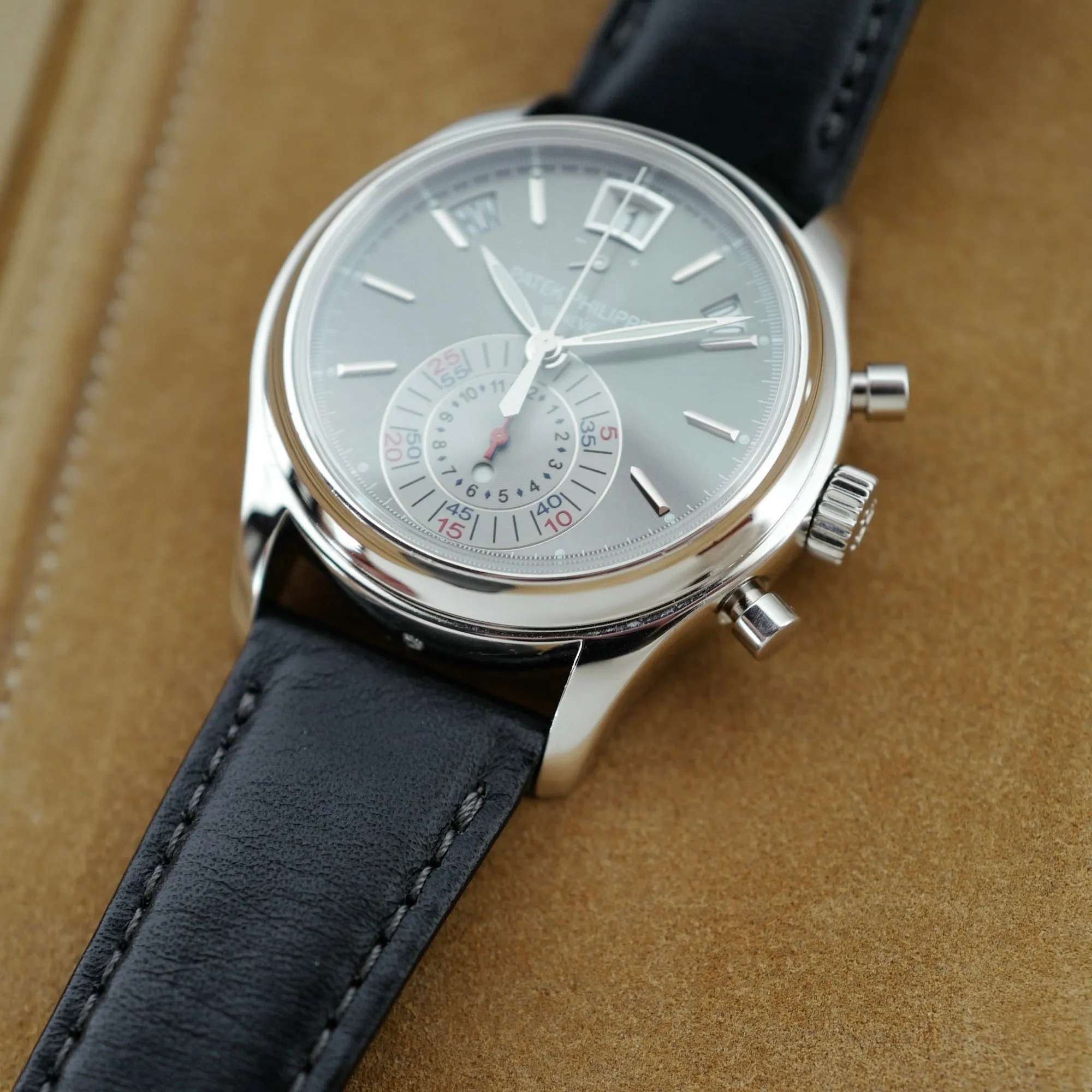 Patek Philippe Platinum Annual Calendar Chronograph Ref. 5960 with Original Box and Papers