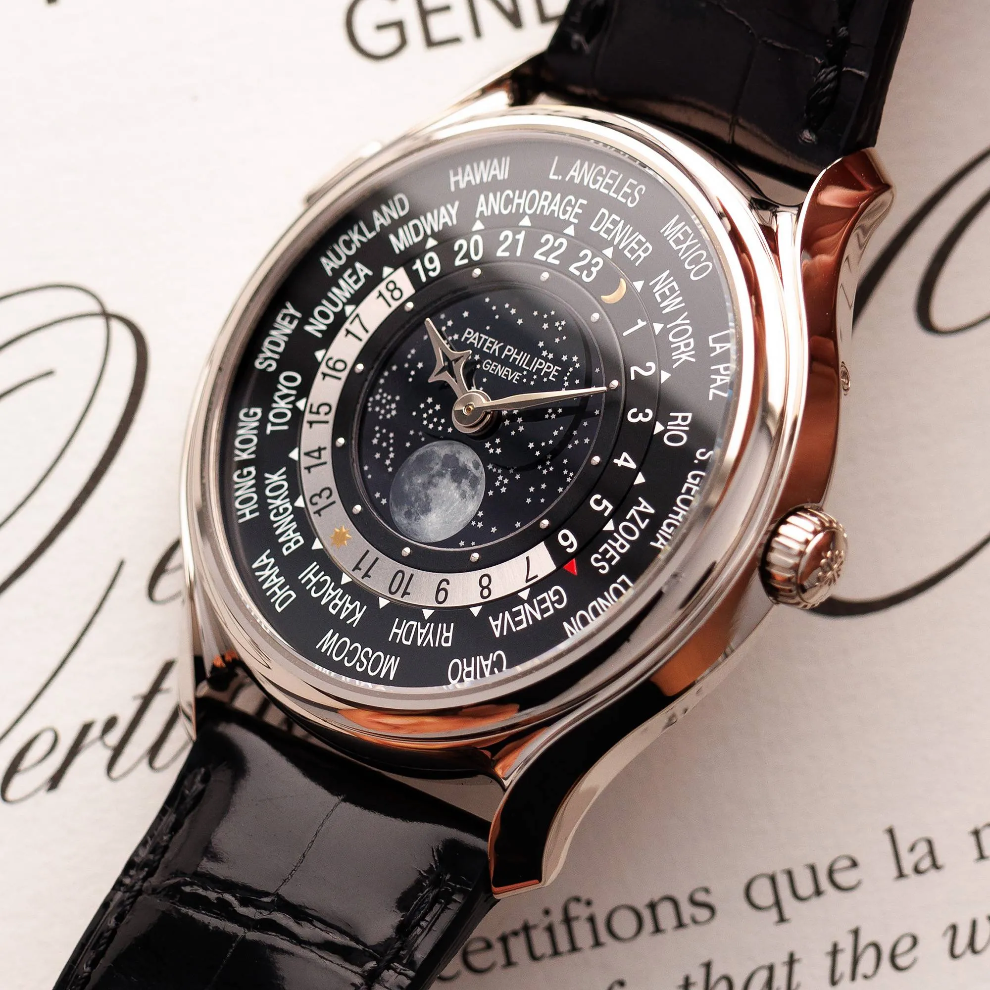 Patek Philippe White Gold World Time 175th Anniversary Ref. 5575
