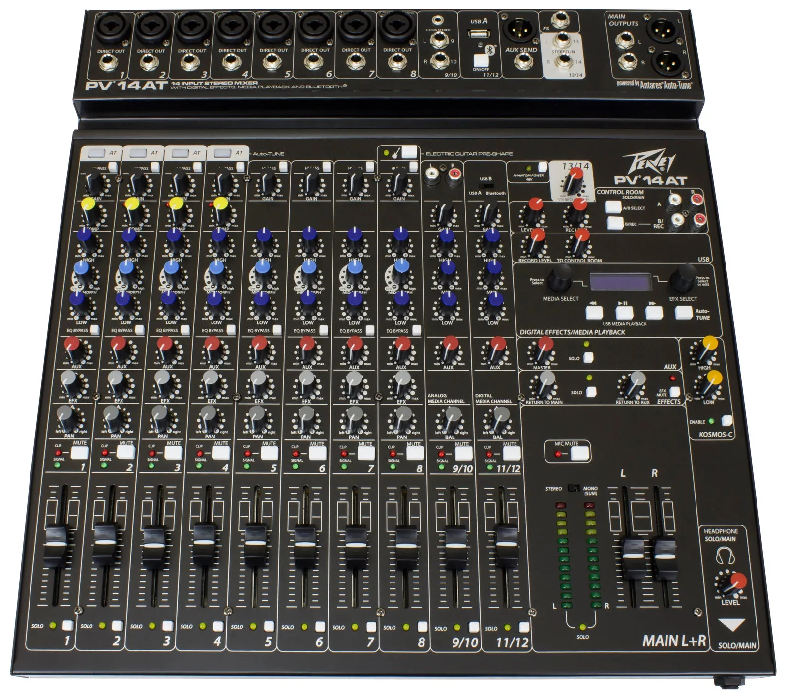Peavey PV Series "PV-14AT" Compact 14-Channel Mixer with Bluetooth & Antares Auto-Tune