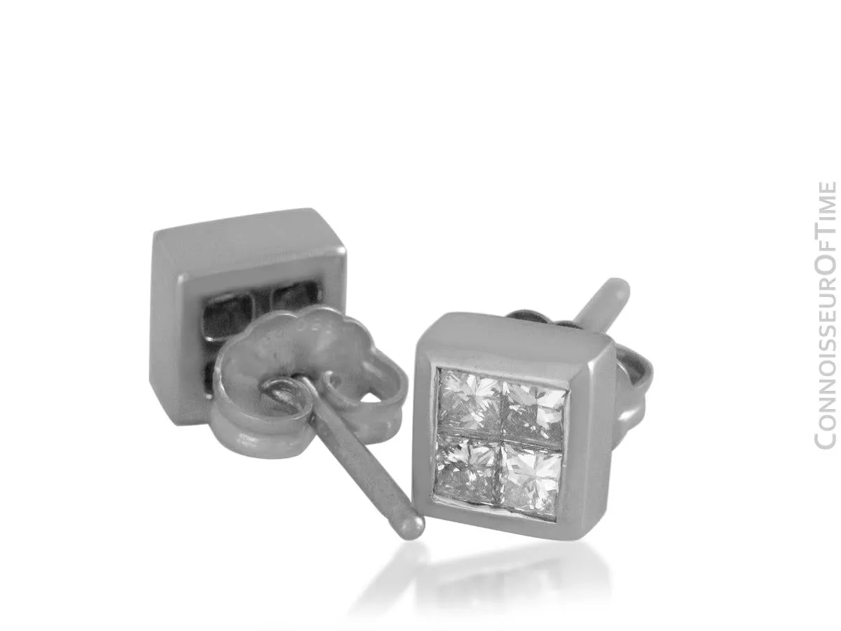 Platinum and Diamond Half-Carat Stud Earrings