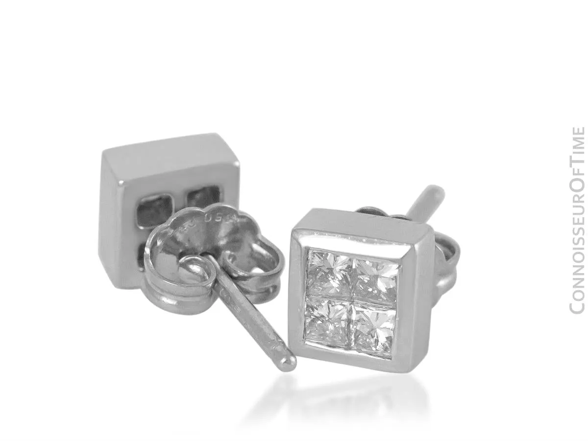 Platinum and Diamond Half-Carat Stud Earrings