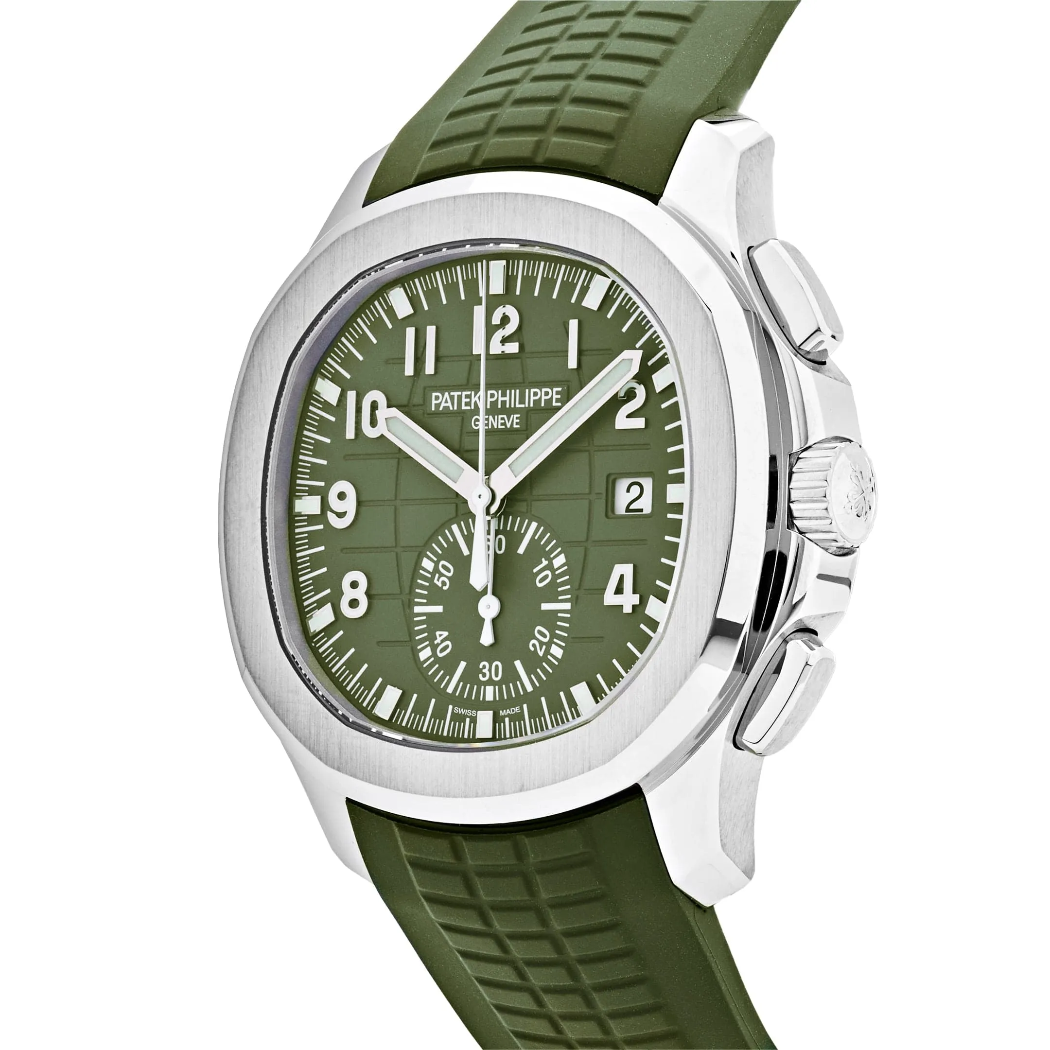 PP Luxury Watches Aquanaut 5968G-010 Chronograph White Gold Khaki Green Dial (2025)