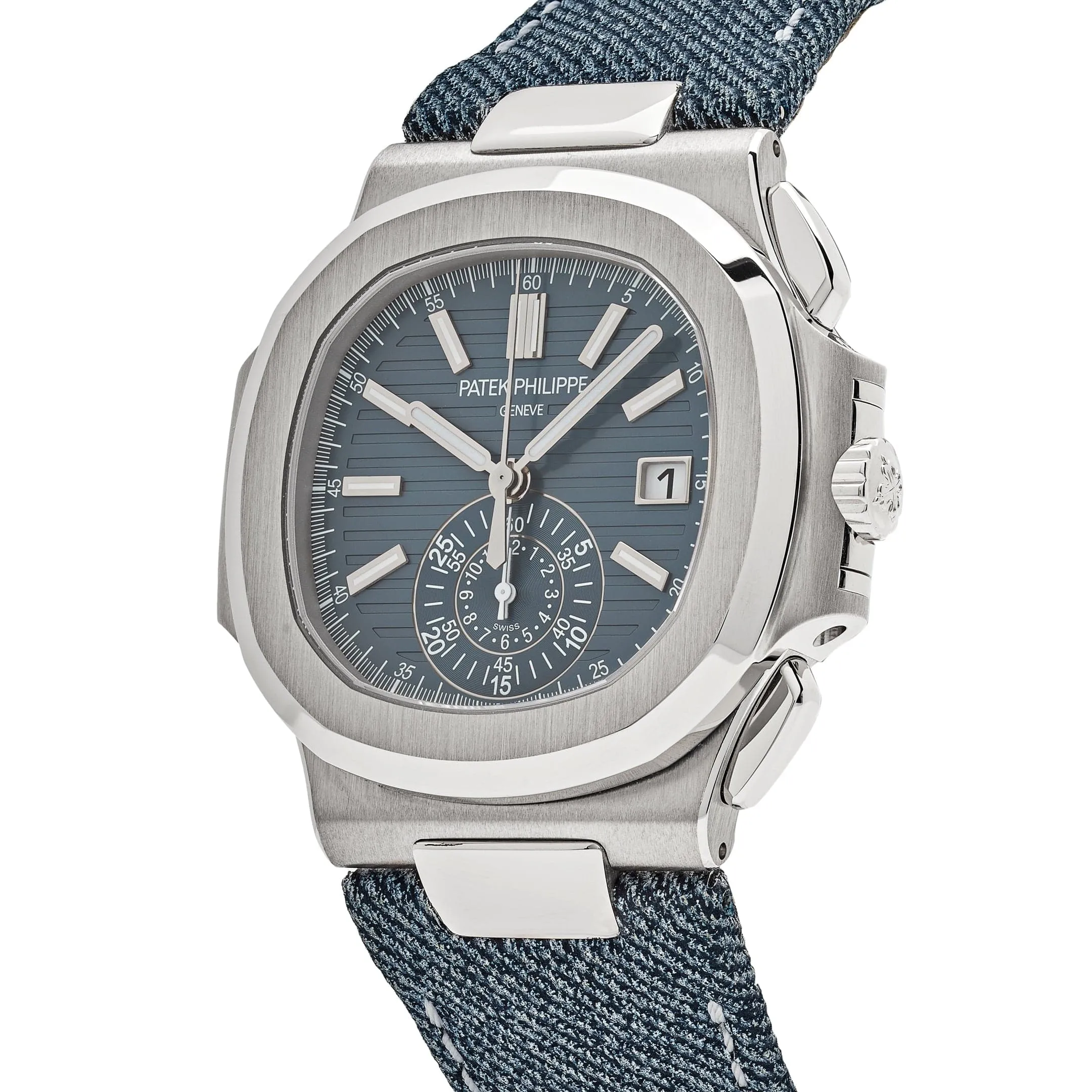 PP Luxury Watches Nautilus 5980/60G-001 Flyback Chronograph White Gold Blue-Gray Dial (2024)