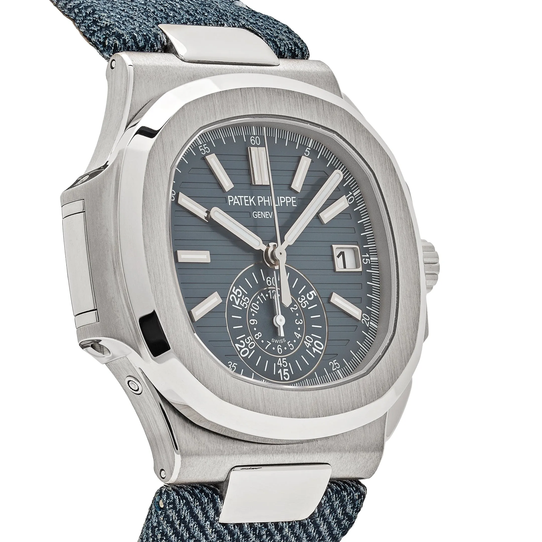 PP Luxury Watches Nautilus 5980/60G-001 Flyback Chronograph White Gold Blue-Gray Dial (2024)