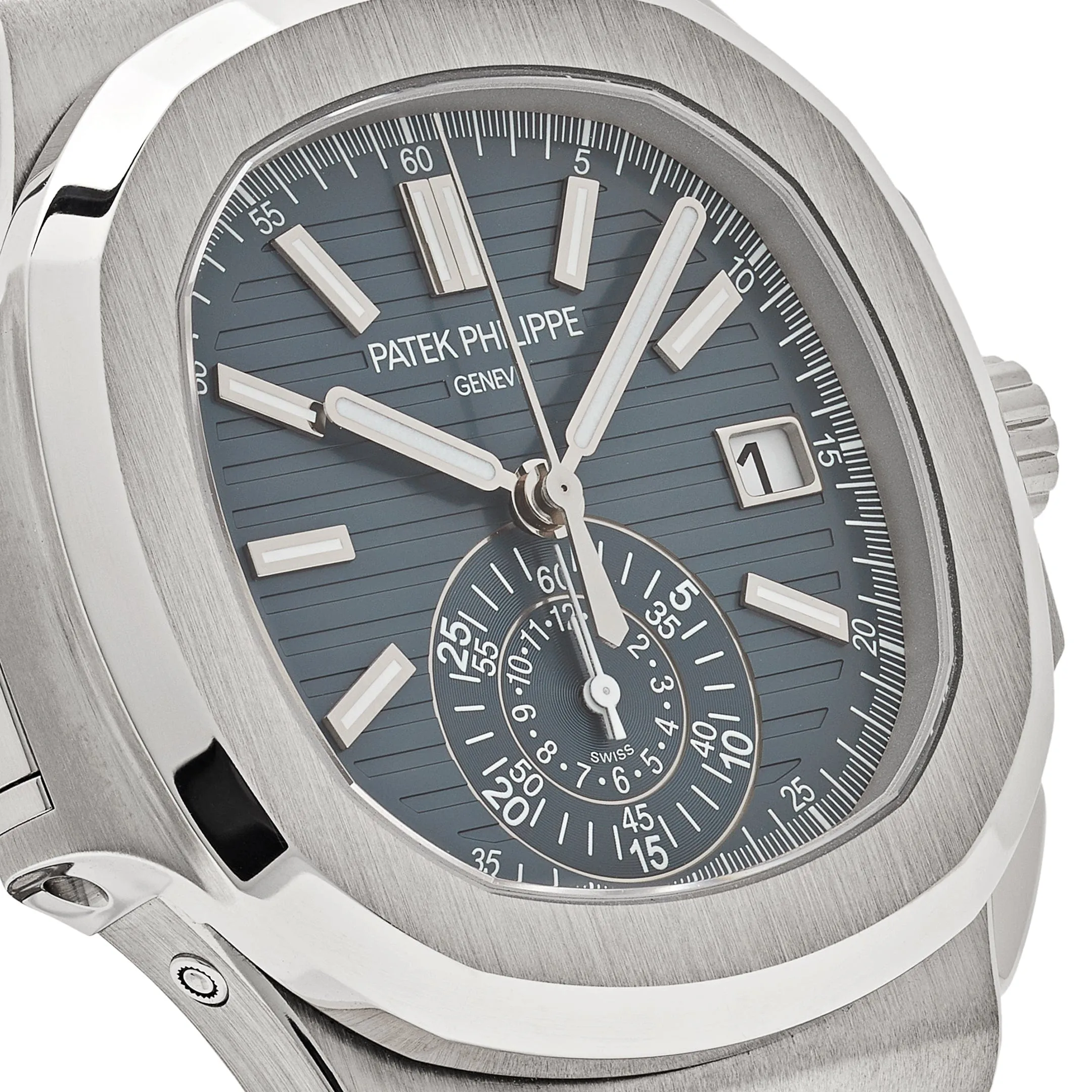 PP Luxury Watches Nautilus 5980/60G-001 Flyback Chronograph White Gold Blue-Gray Dial (2024)