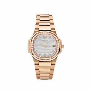 PP Luxury Watches Nautilus 7010/1R-011 'Ladies' Quartz Rose Gold Diamond Bezel