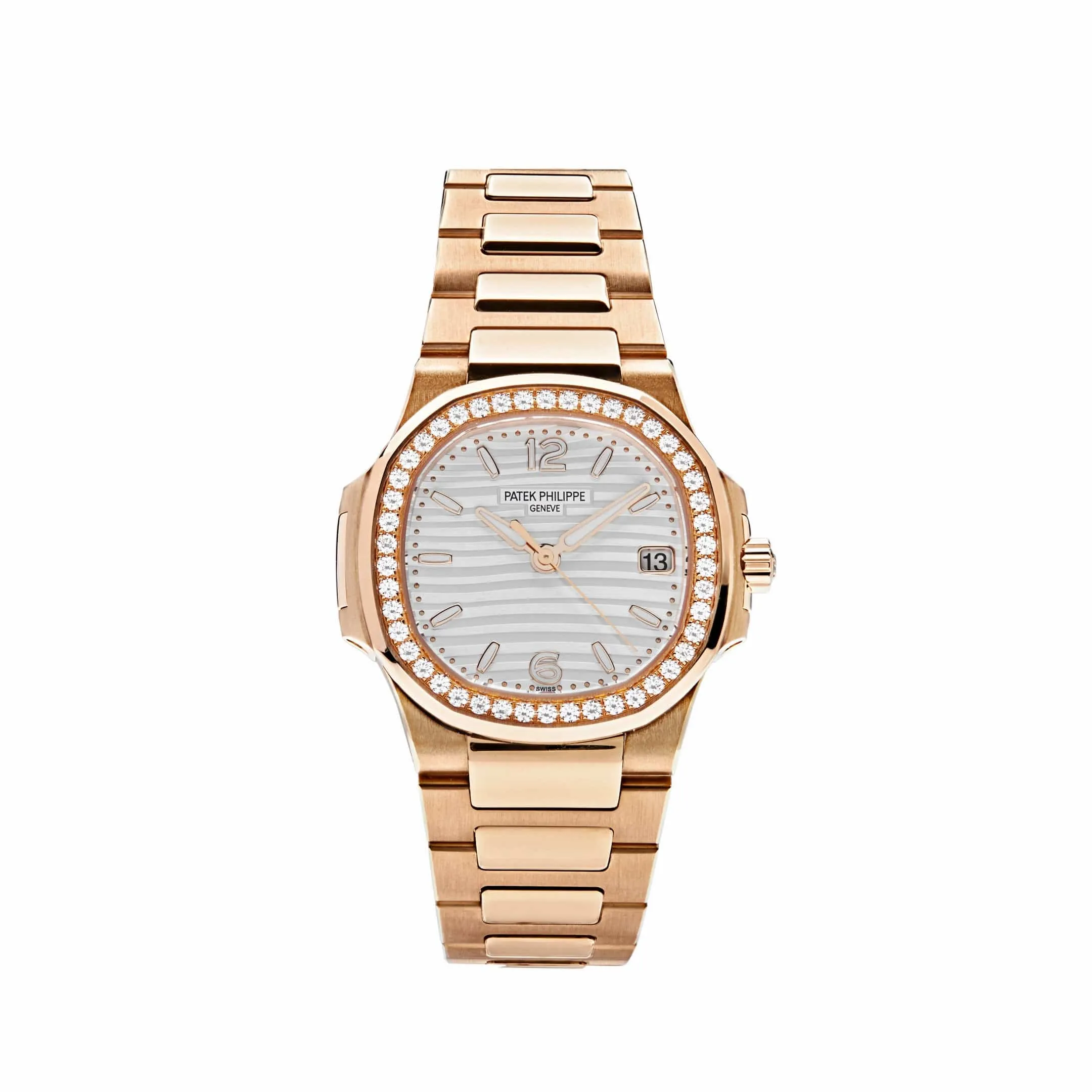 PP Luxury Watches Nautilus 7010/1R-011 'Ladies' Quartz Rose Gold Diamond Bezel