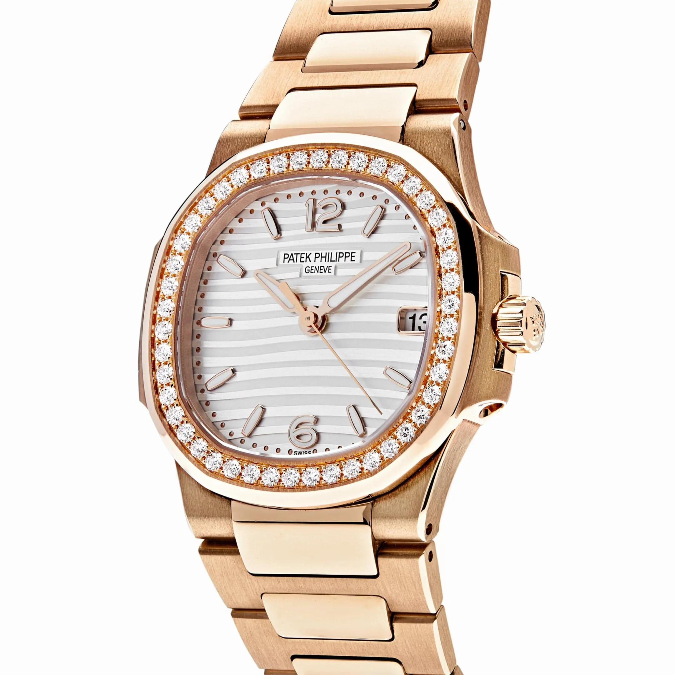 PP Luxury Watches Nautilus 7010/1R-011 'Ladies' Quartz Rose Gold Diamond Bezel