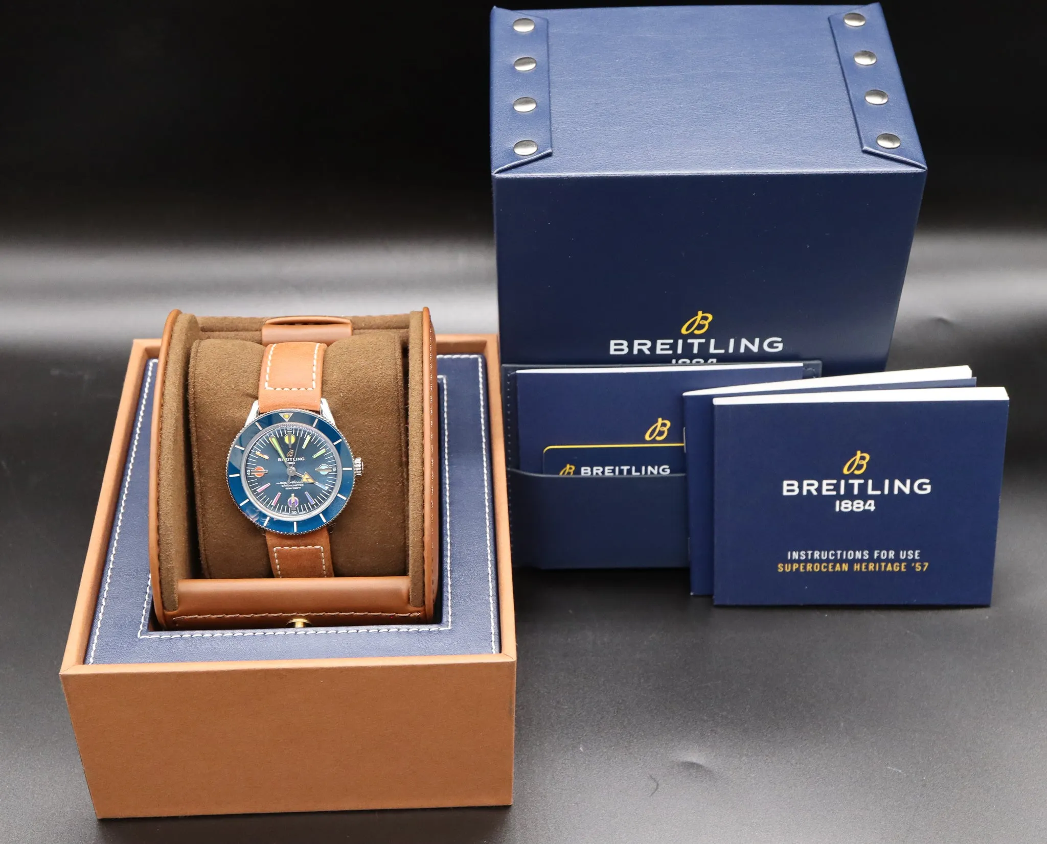 Pre-Owned Breitling Superocean Heritage '57 Blue Rainbow Men's Watch A103702A1C1X1