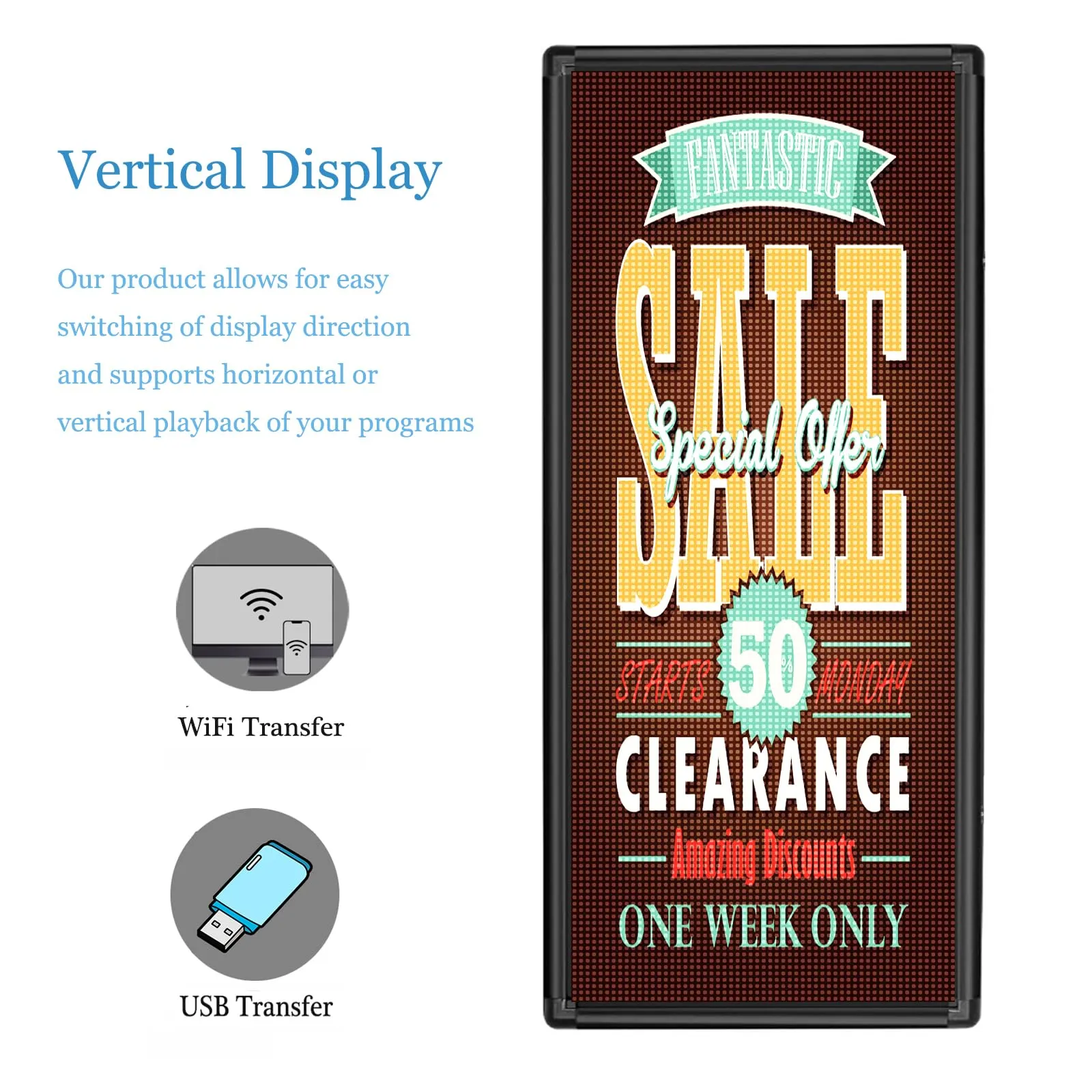 Programmable LED Sign 40" x 18" for Outdoor WiFi USB LED Scrolling Message Board with High Resolution Support Texts, Images& Video with Waterproof IP45