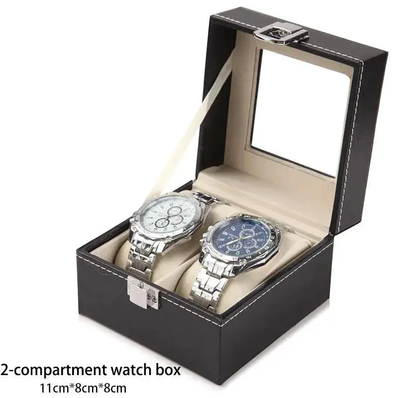 PU Leather Display Storage Collection Organizer watch box Case With Glass Slot Men Watch Bracket Display Box