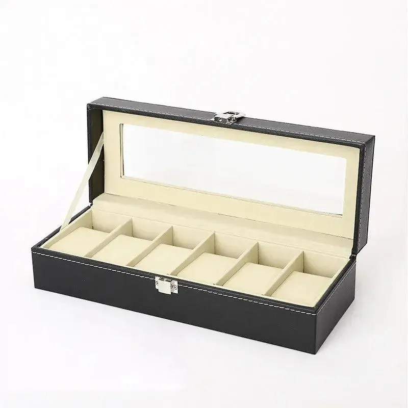 PU Leather Display Storage Collection Organizer watch box Case With Glass Slot Men Watch Bracket Display Box