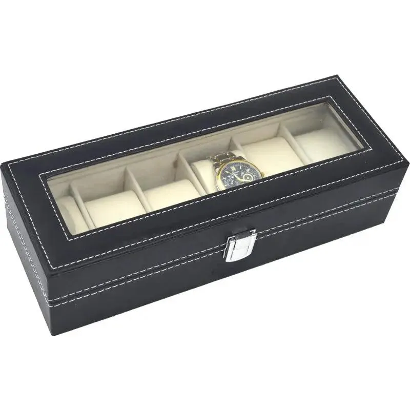 PU Leather Display Storage Collection Organizer watch box Case With Glass Slot Men Watch Bracket Display Box