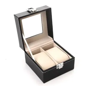 PU Leather Display Storage Collection Organizer watch box Case With Glass Slot Men Watch Bracket Display Box
