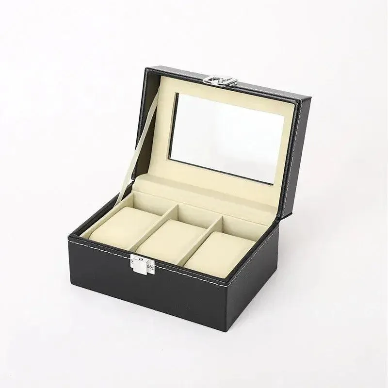 PU Leather Display Storage Collection Organizer watch box Case With Glass Slot Men Watch Bracket Display Box