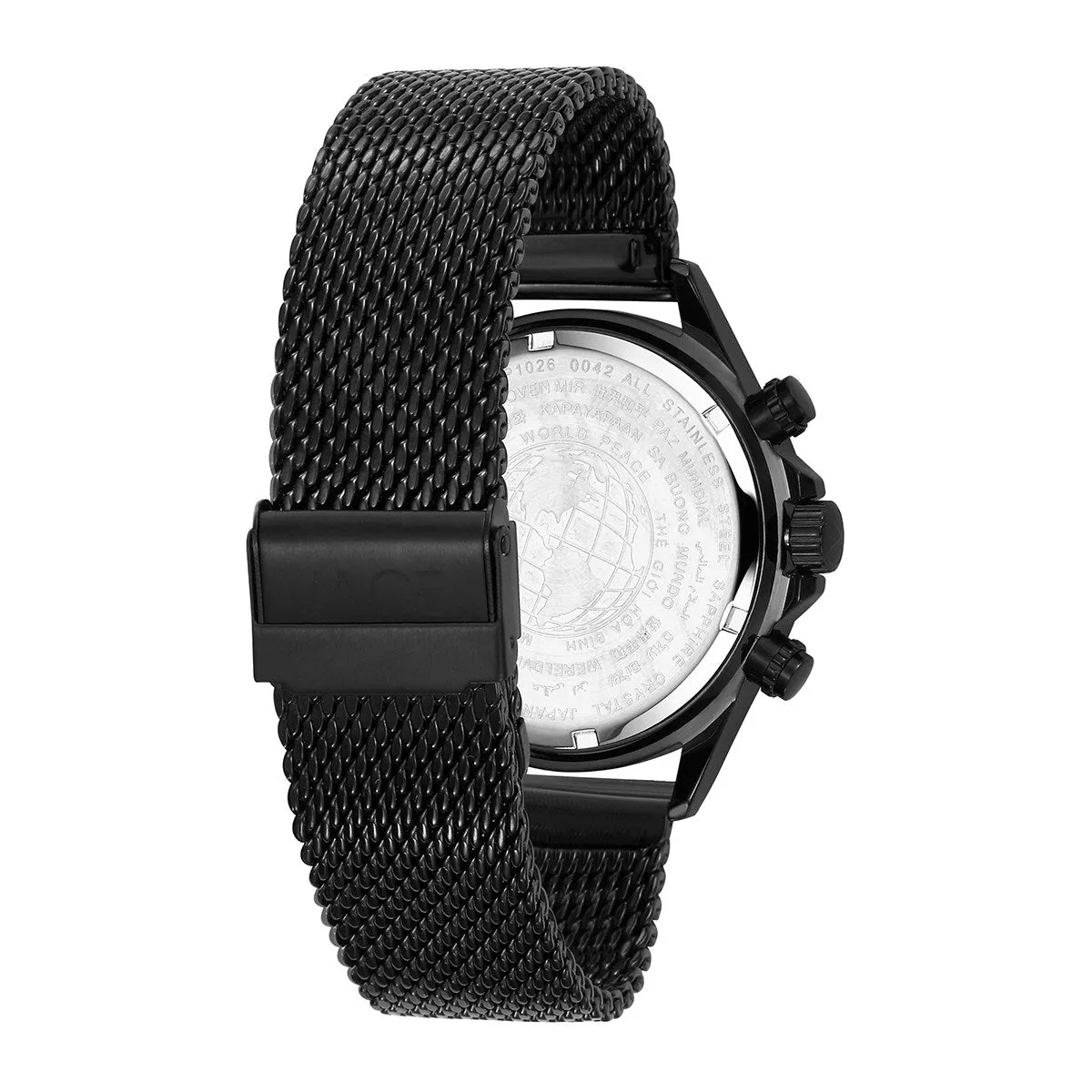 "ROSEAU" MEN`S MESH BAND CHRONOGRAPH WATCH