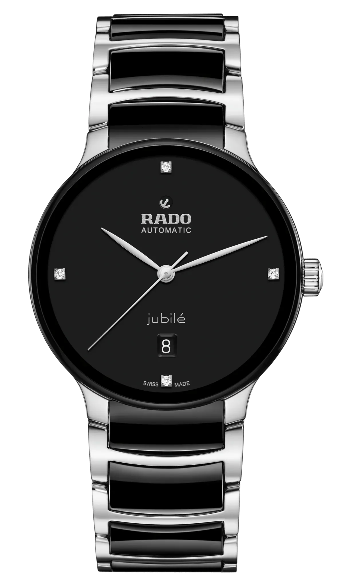 RADO Centrix Diamonds Silver-Black Ceramic 39.5mm Men's Watch R30018712