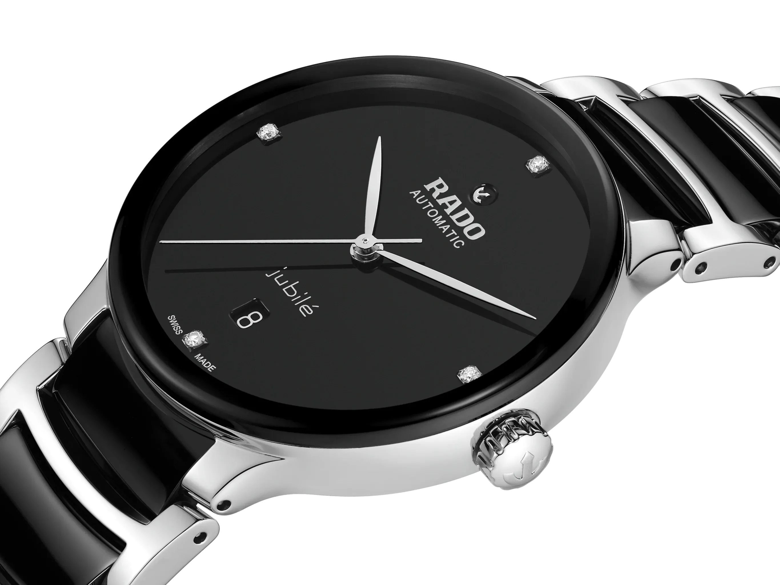 RADO Centrix Diamonds Silver-Black Ceramic 39.5mm Men's Watch R30018712