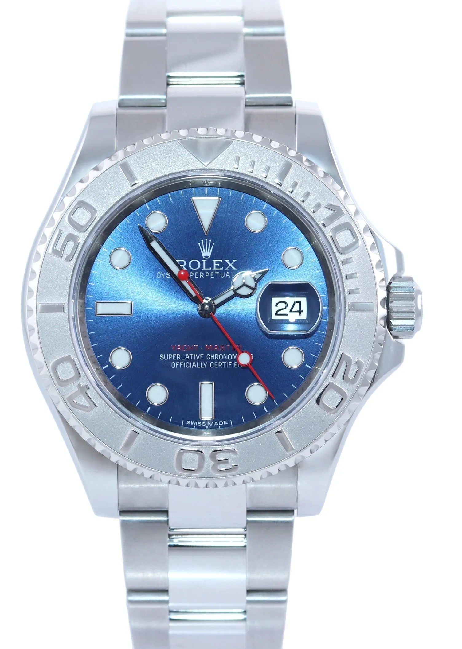 Random Serial Rolex Yacht-Master 116622 Steel Platinum Blue 40mm Watch Box