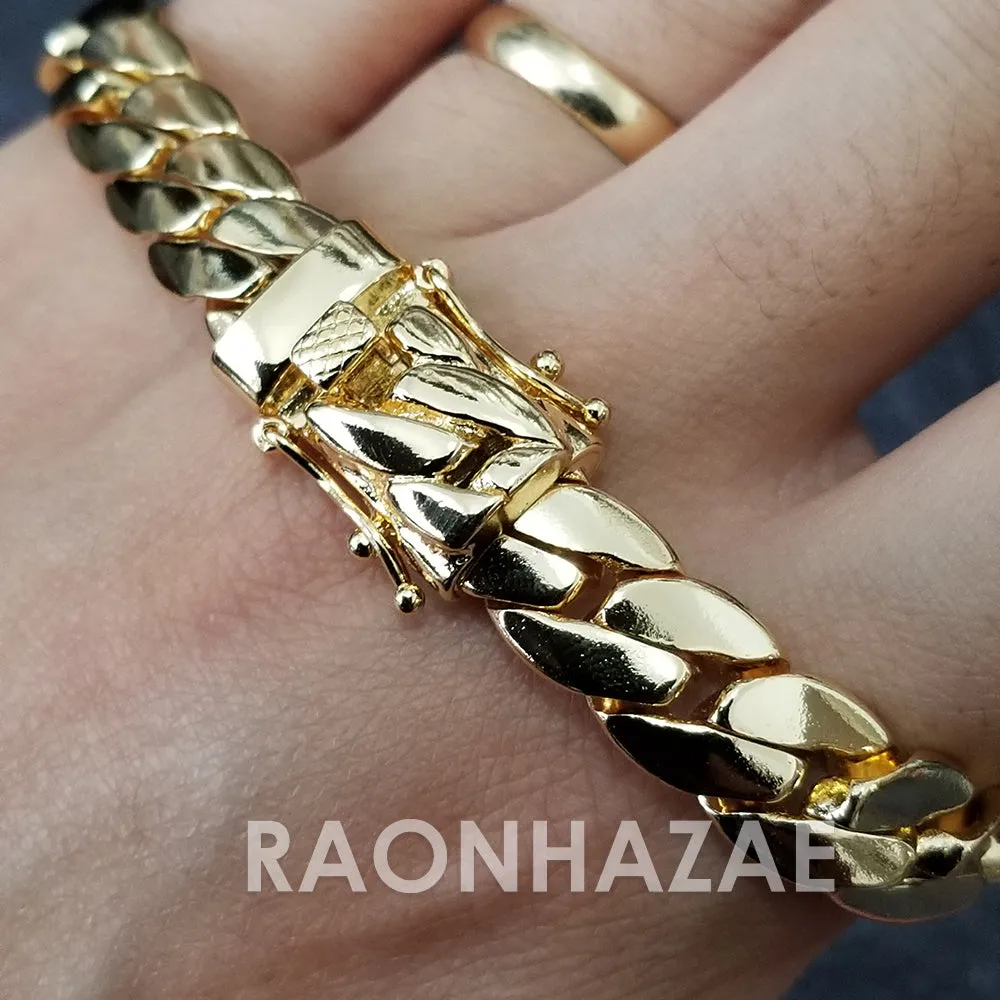 Raonhazae Hip Hop Iced Lab Diamond Gold Face Drake 14K Gold Plated Watch with Miami Cuban Chain Set - GTX004