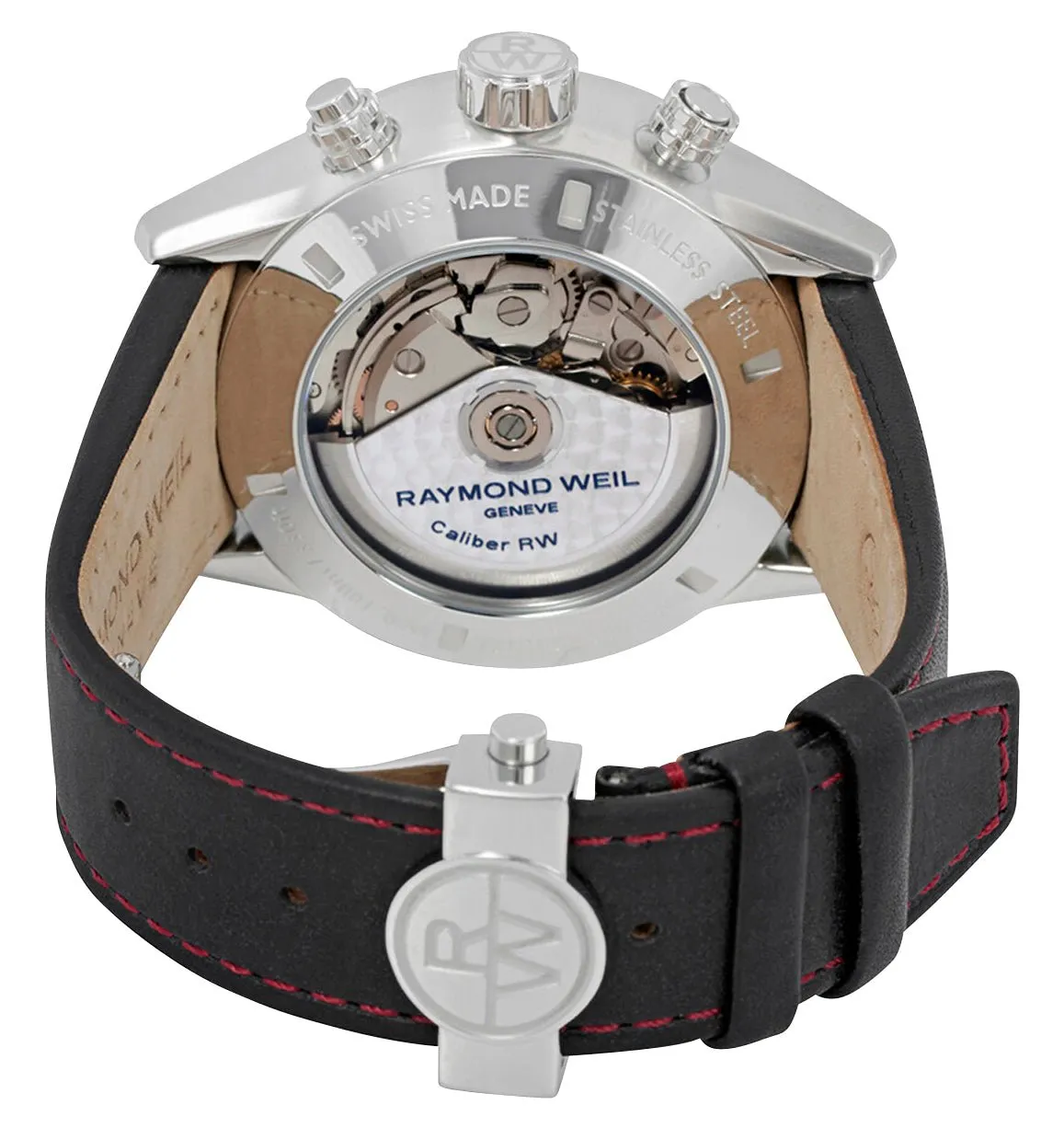 Raymond Weil Freelancer Automatic Chronograph Stainless Steel Black Dial Black Leather Strap Day/Date Mens Watch 7731-SC1-20621