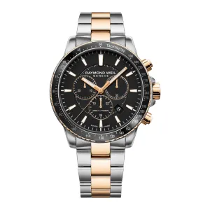 Raymond Weil Tango 300 Men's Quartz Chronograph Classic Two-Tone Rose Gold Black Dial Watch