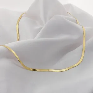 Real 14K Yellow Gold Herringbone Chain Necklace 3MM-6MM