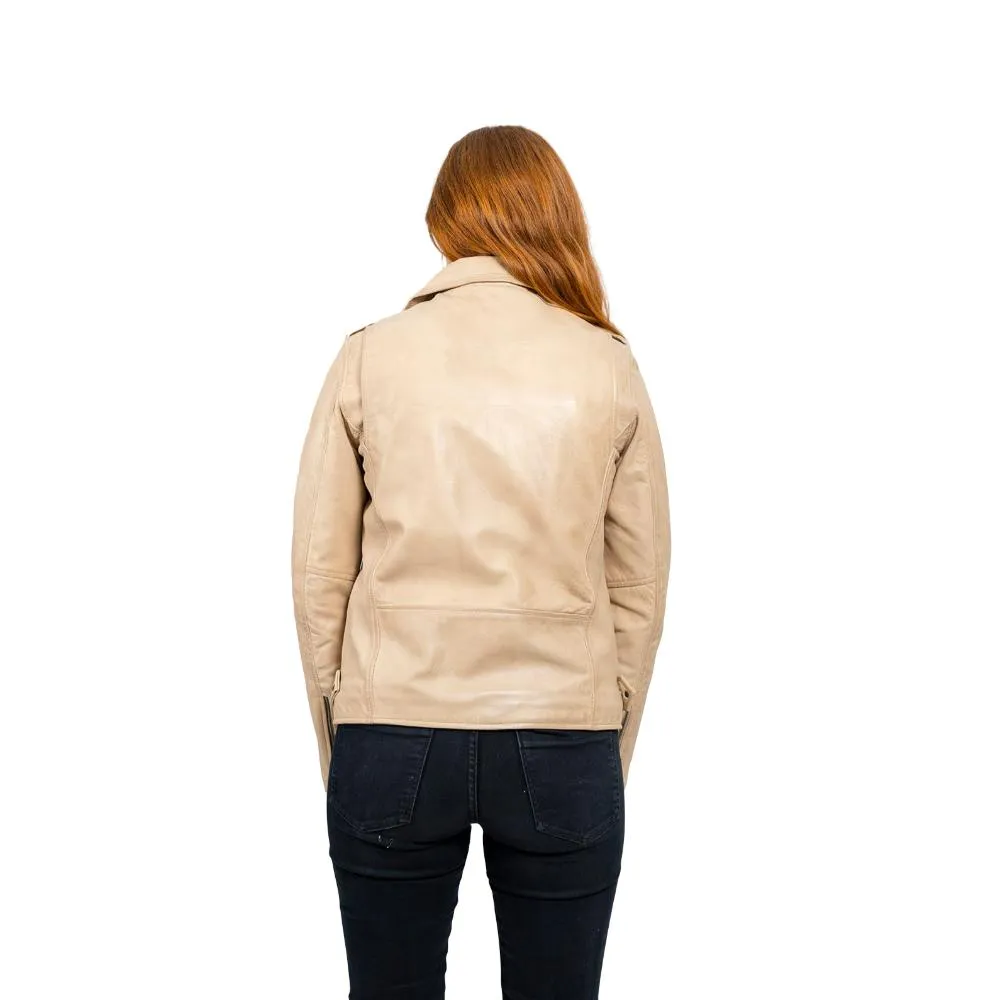 Rebel - Women's Fashion Lambskin Leather Jacket (Oil Sand)