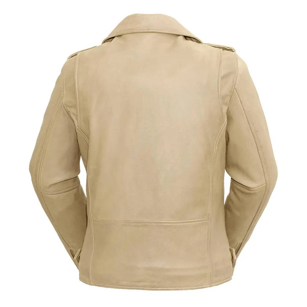 Rebel - Women's Fashion Lambskin Leather Jacket (Oil Sand)