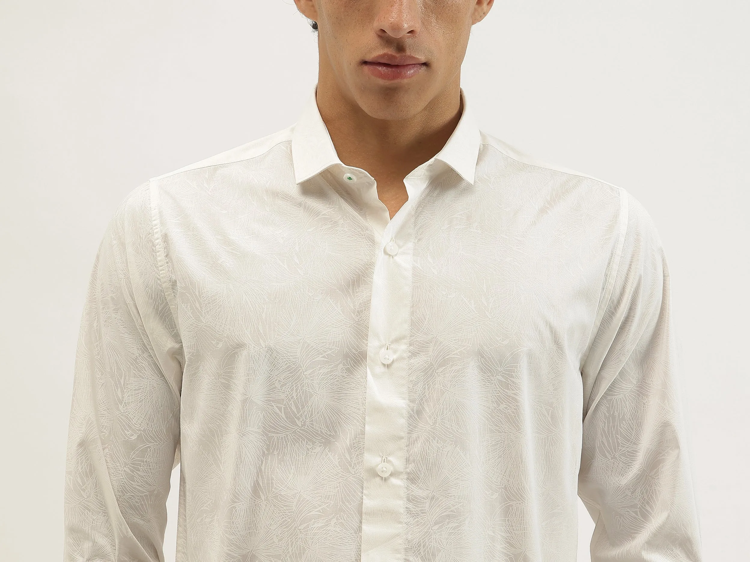Regular Fit Spread Collar Textured Shirt