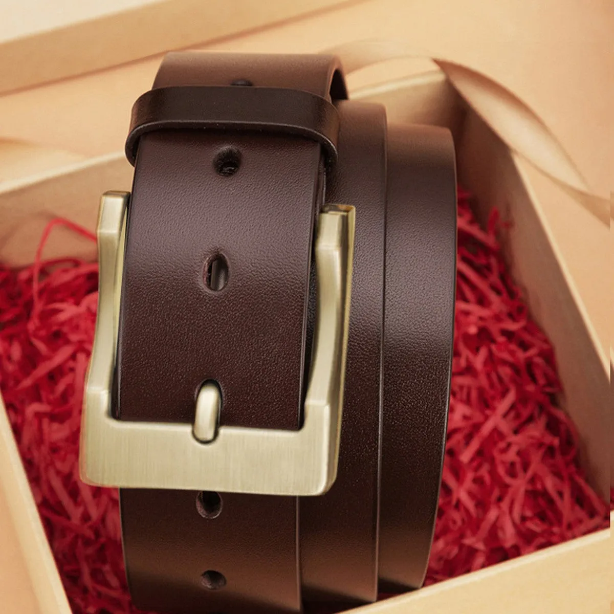Retro casual leather belt