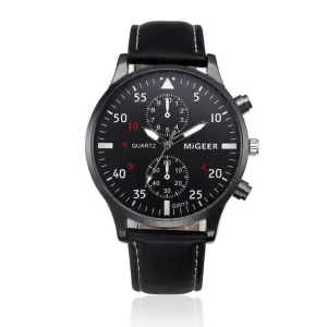 Retro Design Leather Men Top Band Wrist Watch