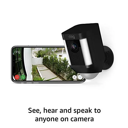 Ring Spotlight Cam Battery HD Security Camera with Built Two-Way Talk and a Siren Alarm, Black, Works with Alexa - 3-Pack