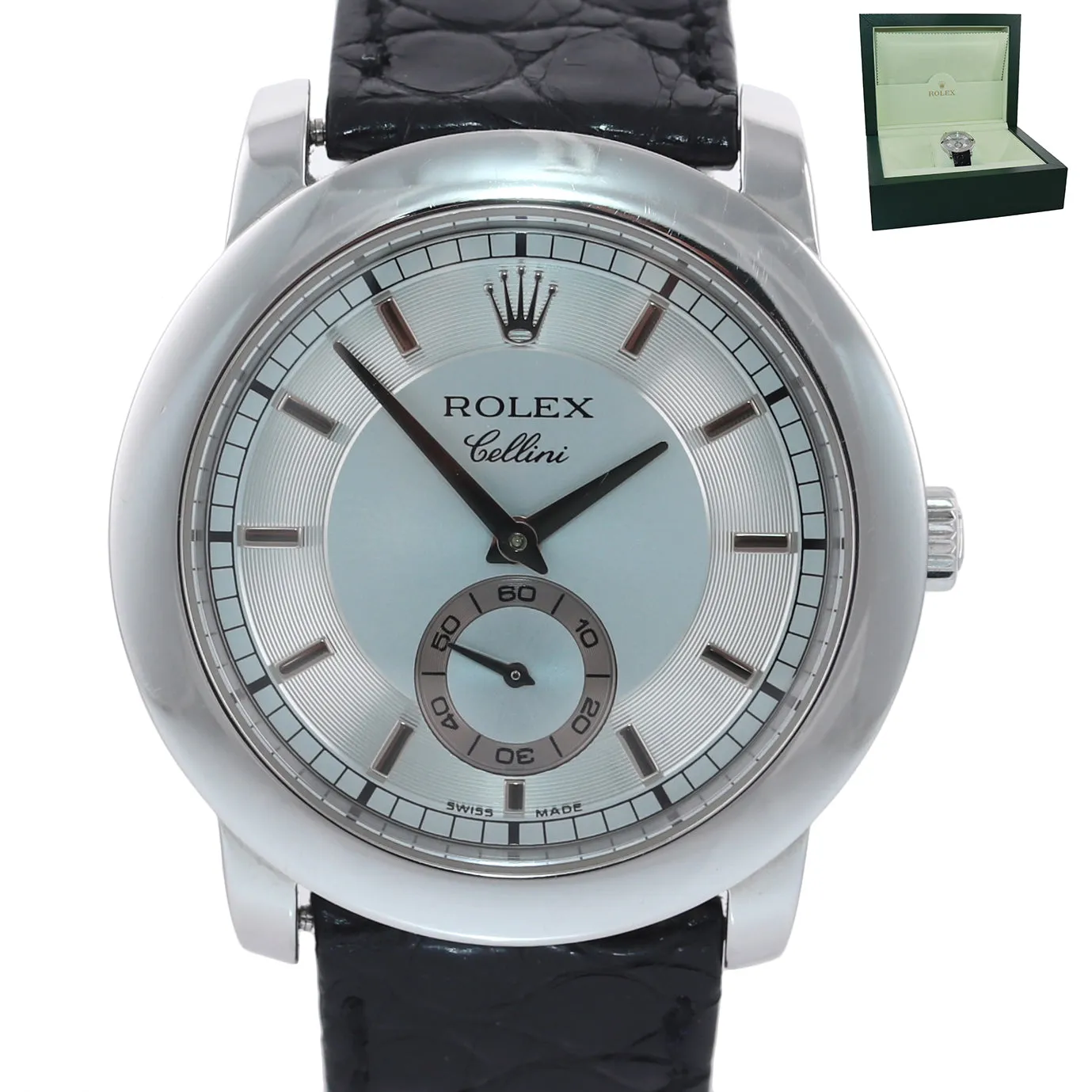 Rolex Cellini Cellinium 38mm Platinum Glacier Dial Manual 5241 Watch Box