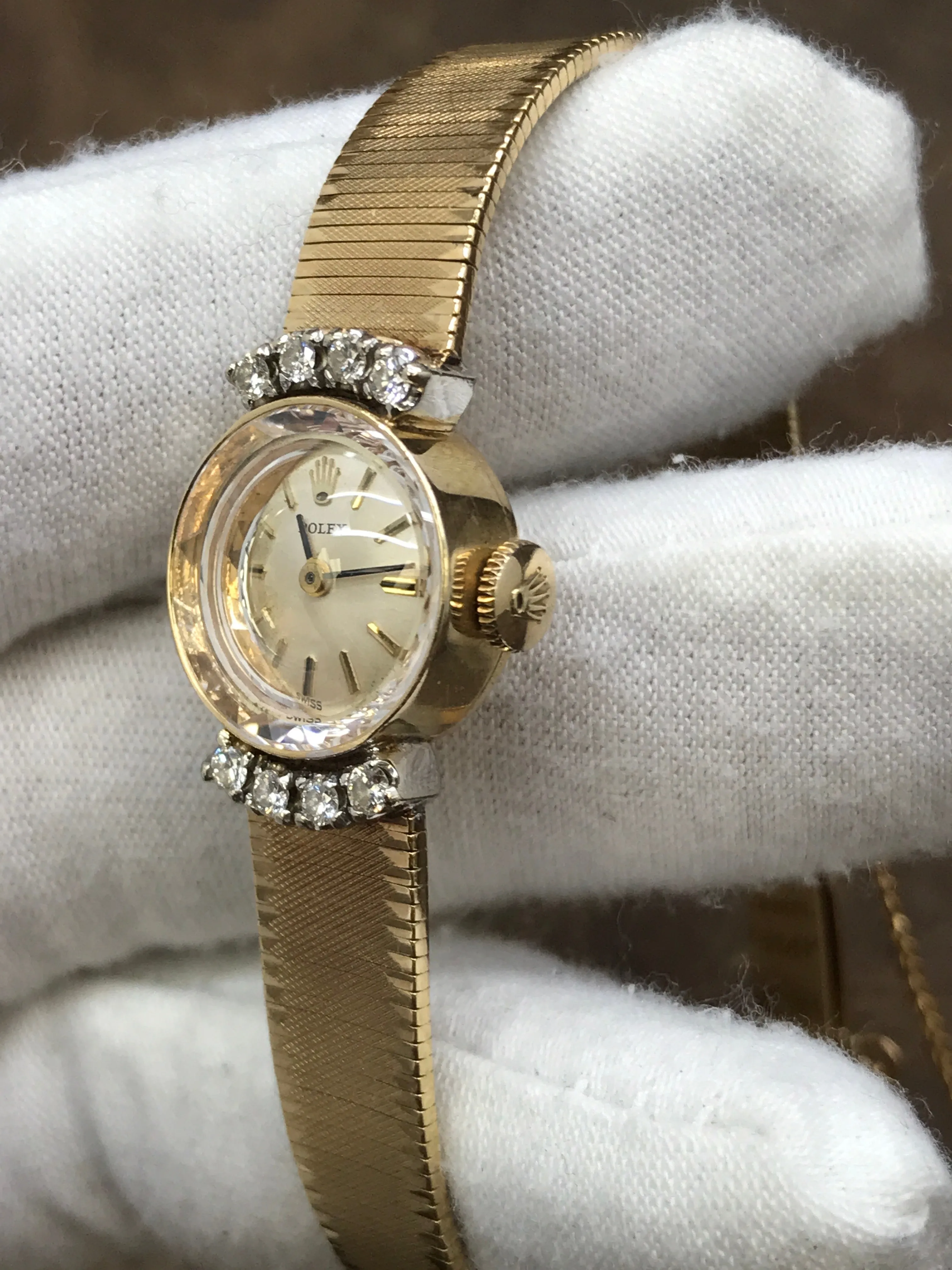 Rolex Cocktail Vintage 14k Champagne Dial Manual Wind Women's Watch