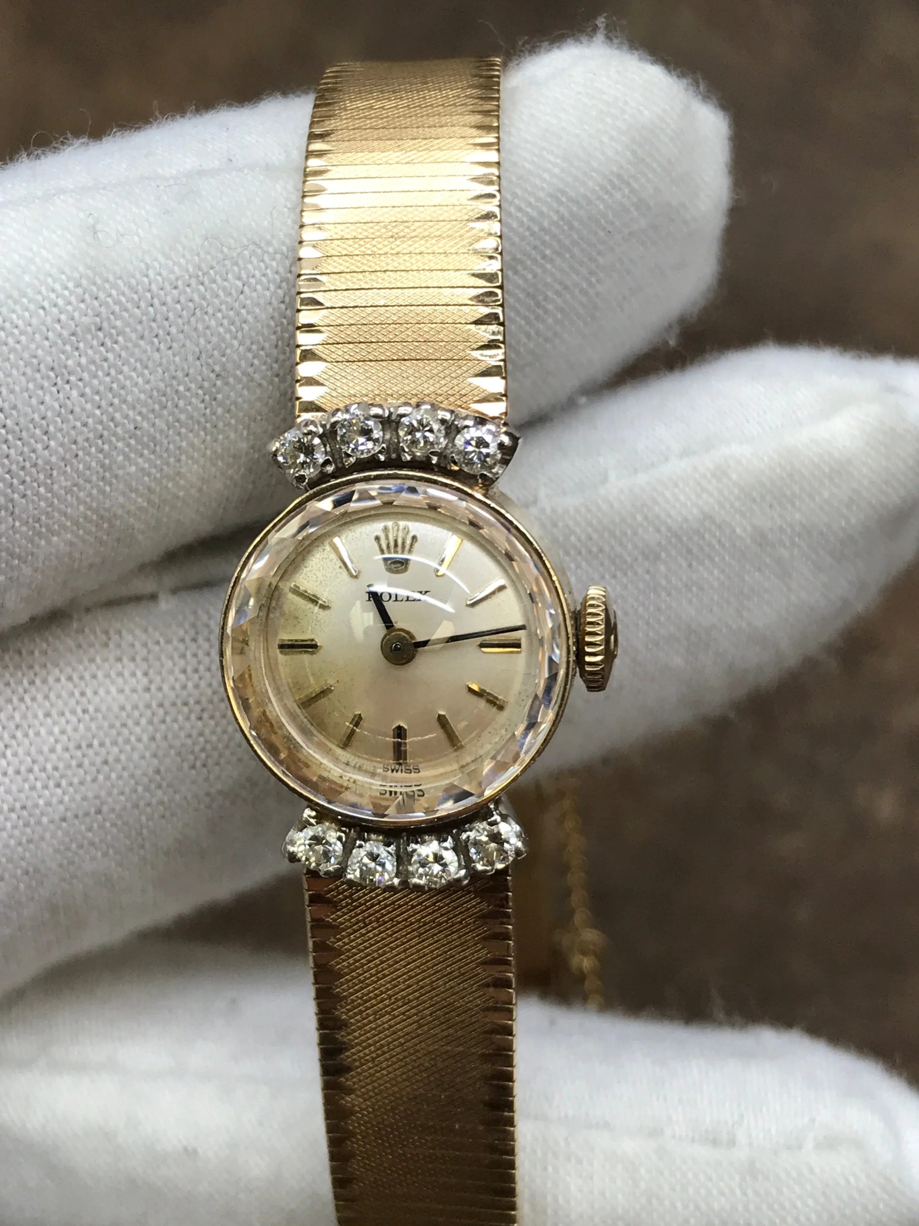 Rolex Cocktail Vintage 14k Champagne Dial Manual Wind Women's Watch