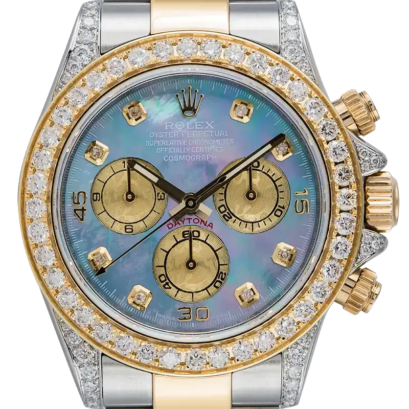 Rolex Cosmograph Daytona Steel/Yellow Gold Custom Diamond Set MOP Dial 116523
