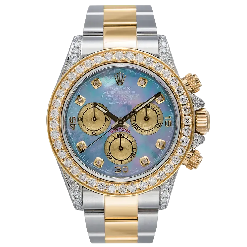 Rolex Cosmograph Daytona Steel/Yellow Gold Custom Diamond Set MOP Dial 116523