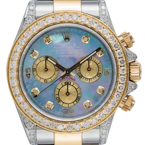 Rolex Cosmograph Daytona Steel/Yellow Gold Custom Diamond Set MOP Dial 116523