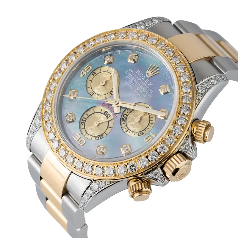 Rolex Cosmograph Daytona Steel/Yellow Gold Custom Diamond Set MOP Dial 116523