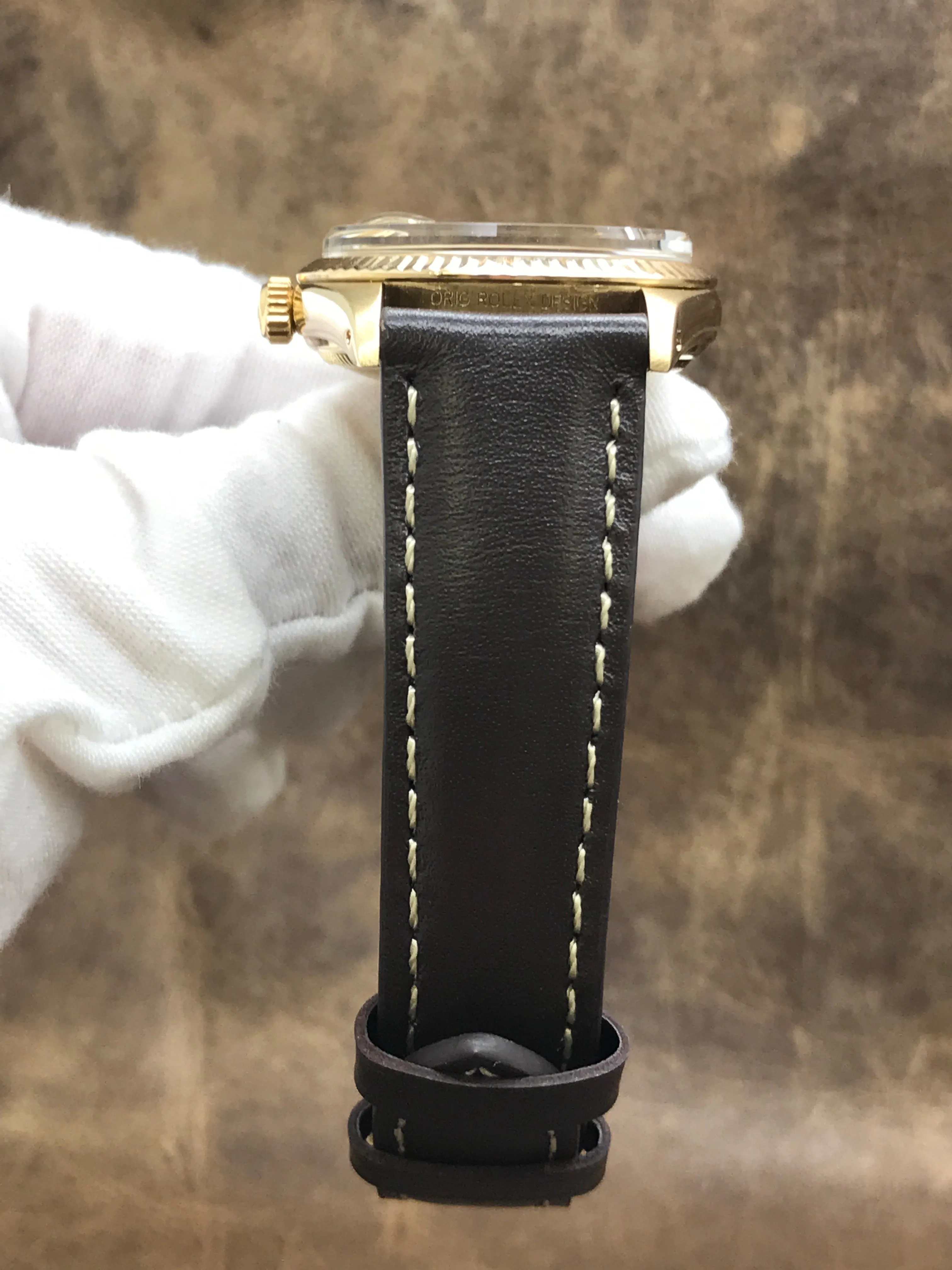 Rolex Date 15037 Gold Dial Automatic Watch