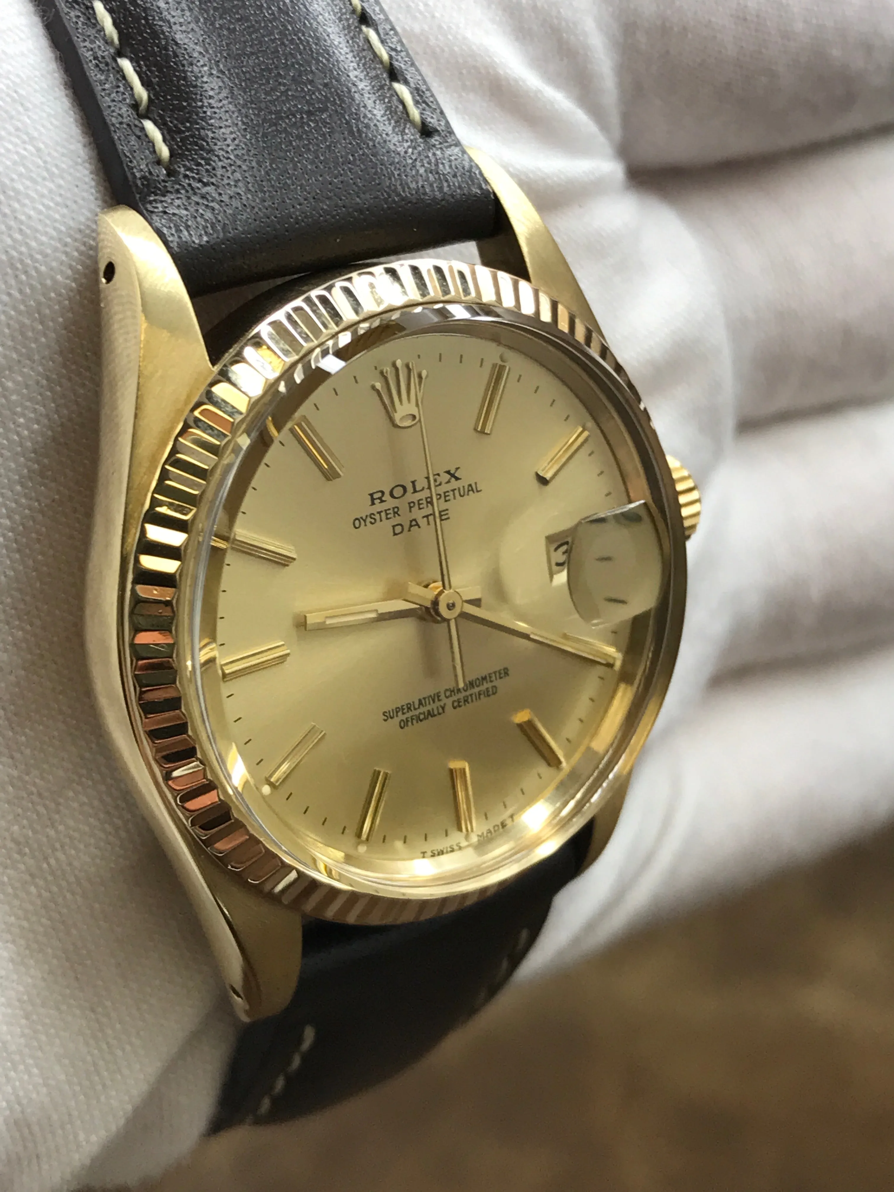 Rolex Date 15037 Gold Dial Automatic Watch