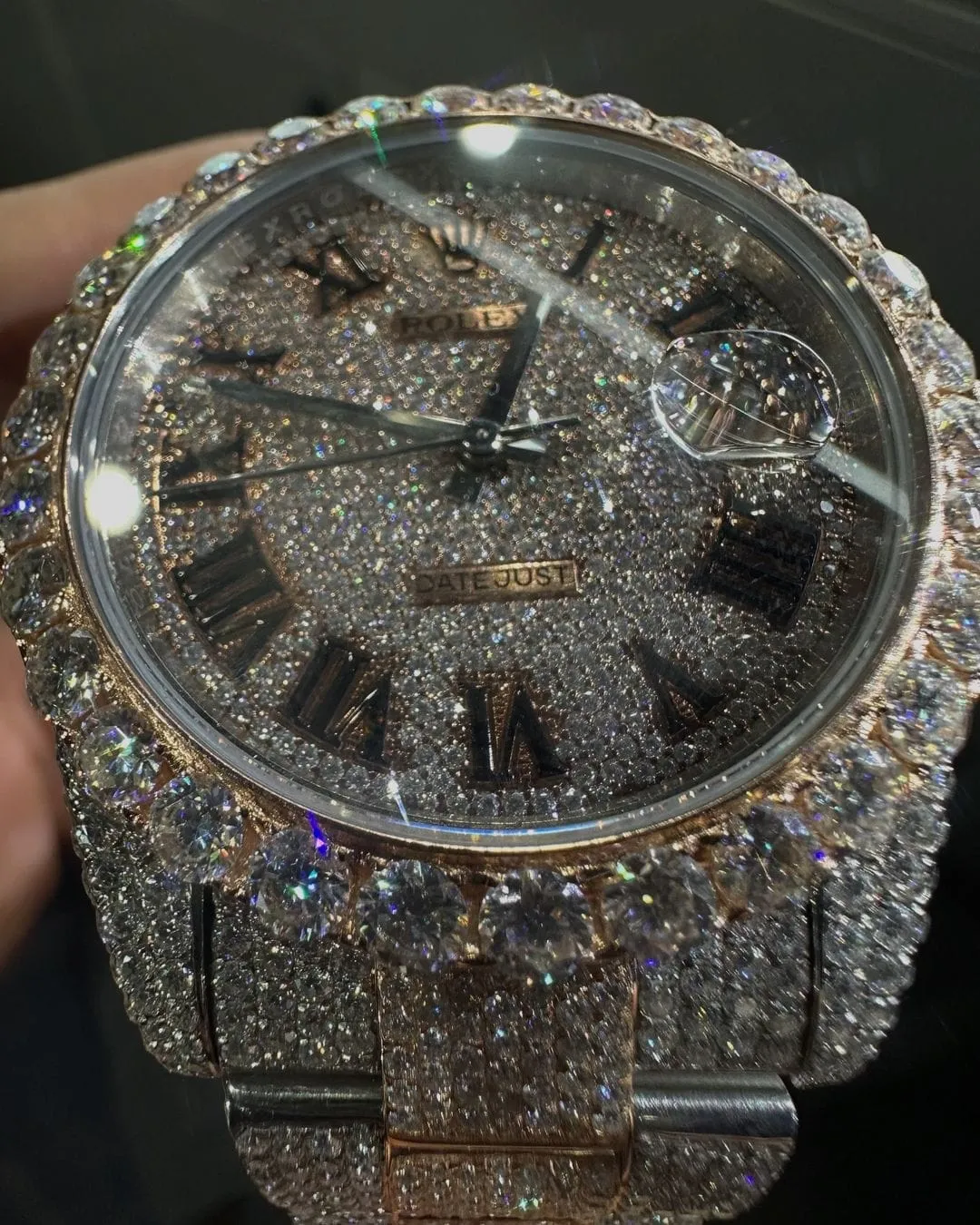 Rolex Date-Just Moissanite Diamond Watch  W 199
