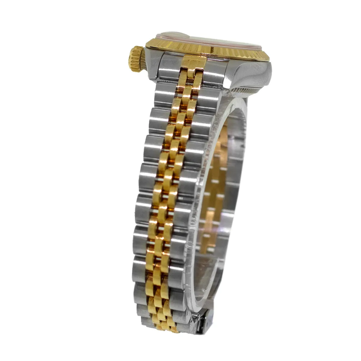 Rolex Datejust 26mm Yellow Gold Steel Champagne Diamond Dial & Fluted Bezel 69173