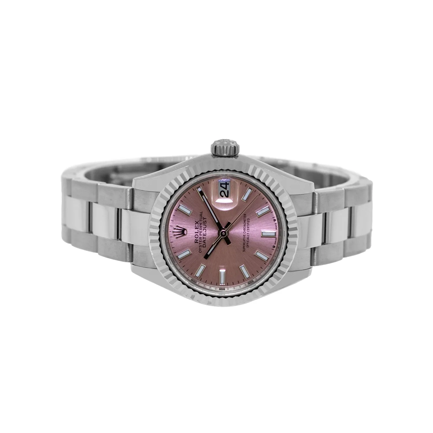 Rolex Datejust 28mm White Gold & Steel Pink Index Dial & Fluted Bezel 279174
