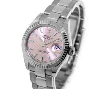 Rolex Datejust 28mm White Gold & Steel Pink Index Dial & Fluted Bezel 279174