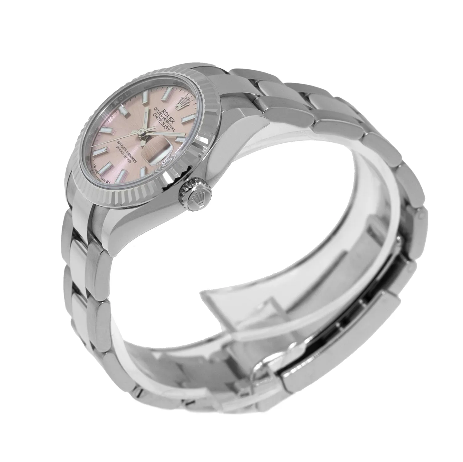 Rolex Datejust 28mm White Gold & Steel Pink Index Dial & Fluted Bezel 279174