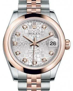 Rolex Datejust 31MM Lady Midsize Rose Gold/Steel Silver Jubilee Diamond Dial & Smooth Domed Bezel Jubilee Bracelet 178241 - NEW