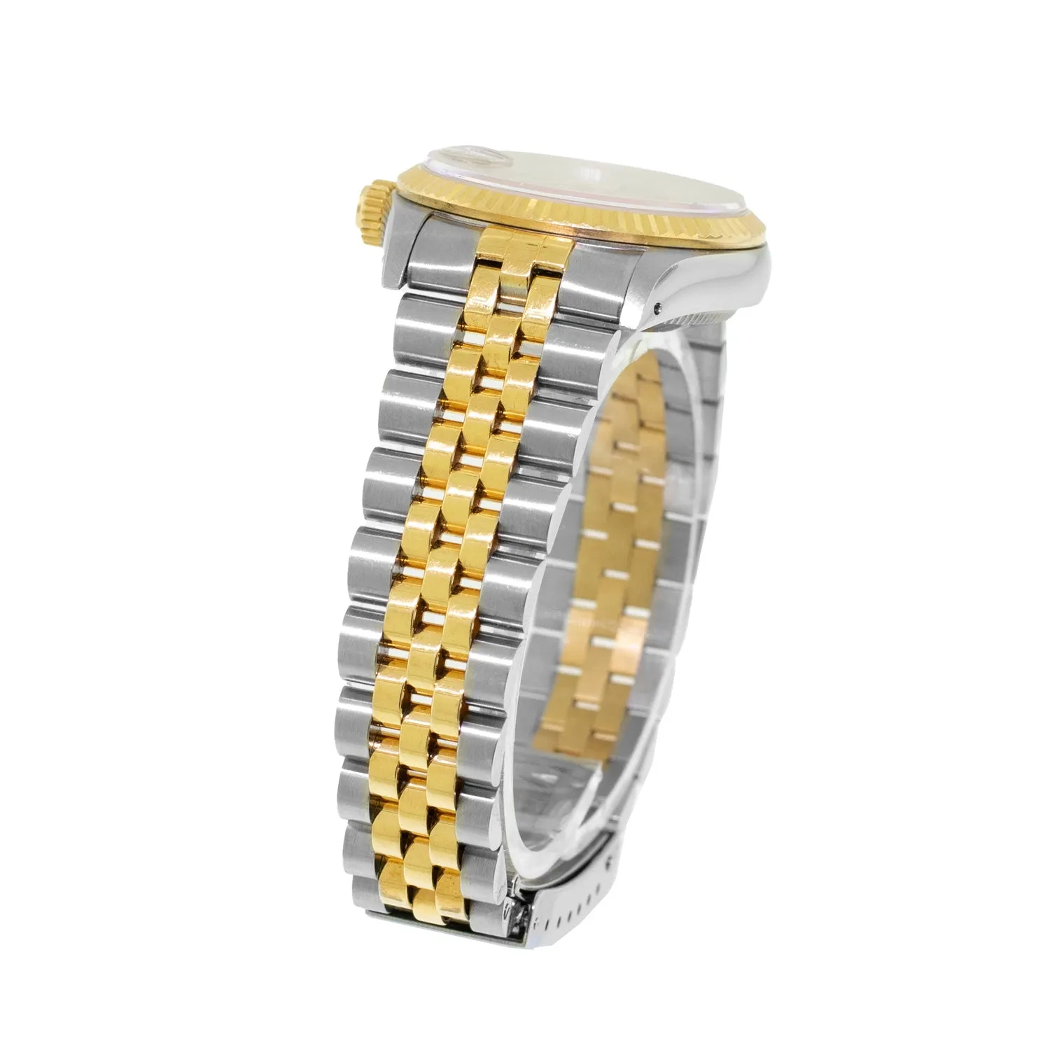 Rolex Datejust 31mm Yellow Gold Steel Champagne Tapestry Index Dial & Fluted Bezel 68273