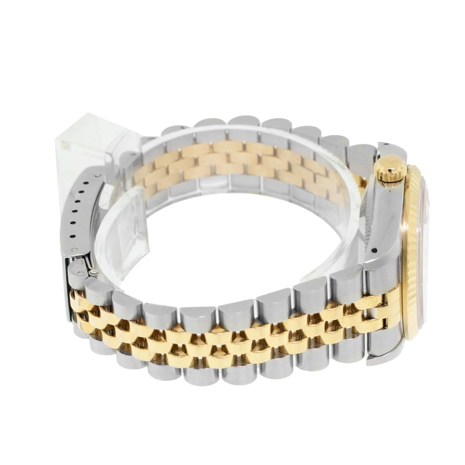 Rolex Datejust 31mm Yellow Gold Steel Champagne Tapestry Index Dial & Fluted Bezel 68273